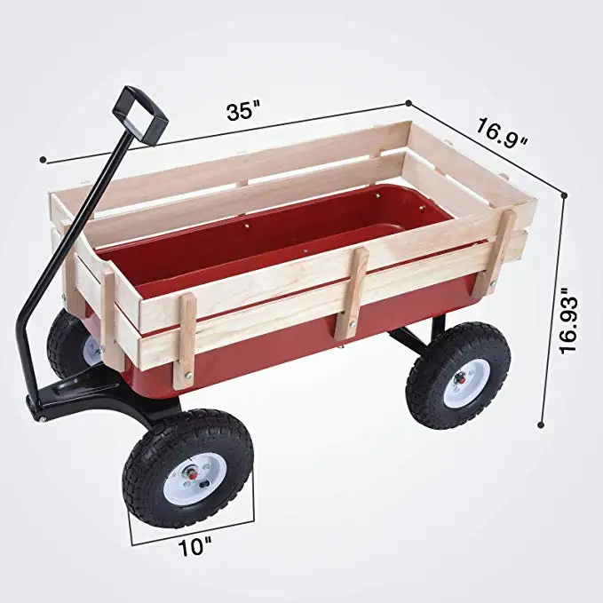
Garden New Fashion Early Learning Kids Wooden Carriage Outdoor Wagon Pull Long Trolley 