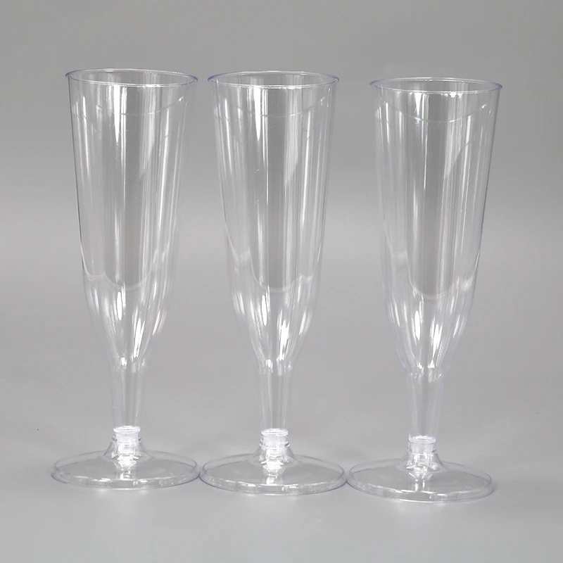Plastic wine glass disposable PS champagne flute disposable plastic cup for wholesale