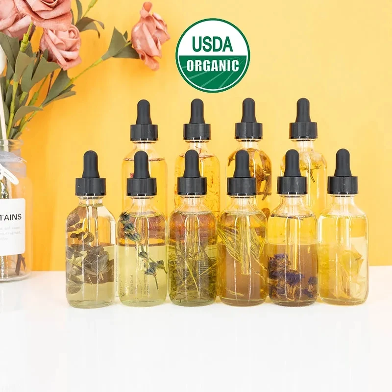 Private Label Organic Essential Oil Dried Lavender Rose Clove Orange Light Yellow Bergamot Frankincense Firming Oils