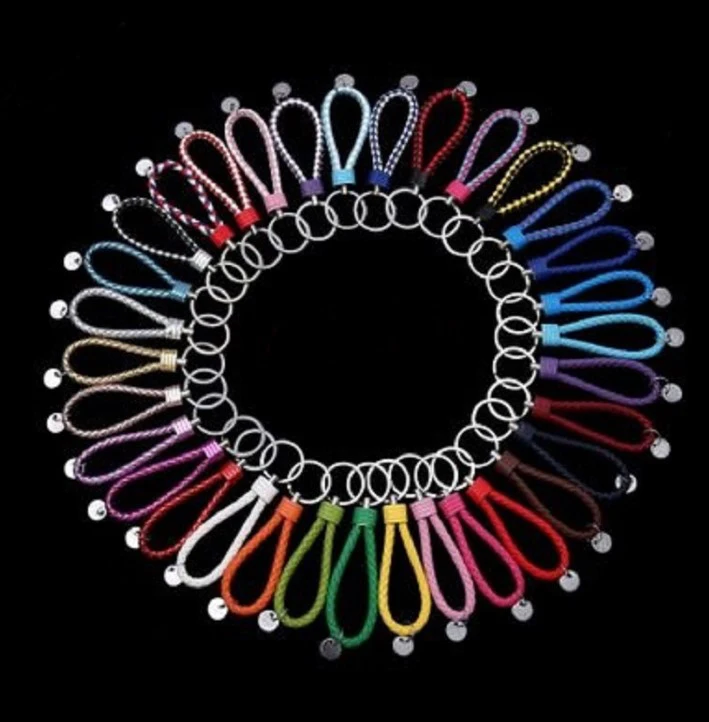 
Creative Hand Woven Leather Keychains Pendant Mix Colors Cord Key Ring Chains 