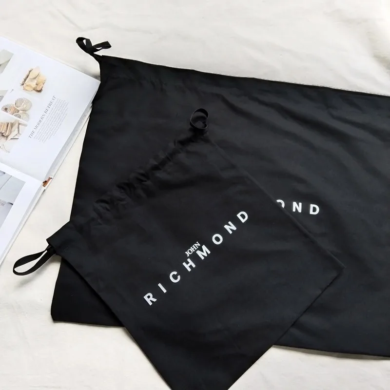 Wholesale Eco-Friendly Black Draw String Bag Printed Customized Size And Color Gift Bag Soft Cotton Drawstring Pouch