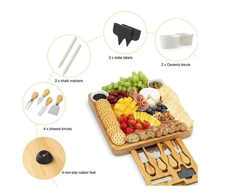Modern Charcuterie Platter Large Bamboo Serving Tray Platter Sublimation Blank Cheese Cutting Board