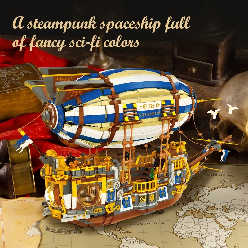 Jie Star JJ9126 MOC Idea Steamship Airship Building Blocks Model Ship Bricks Construction Assembling Toys for Children Christmas