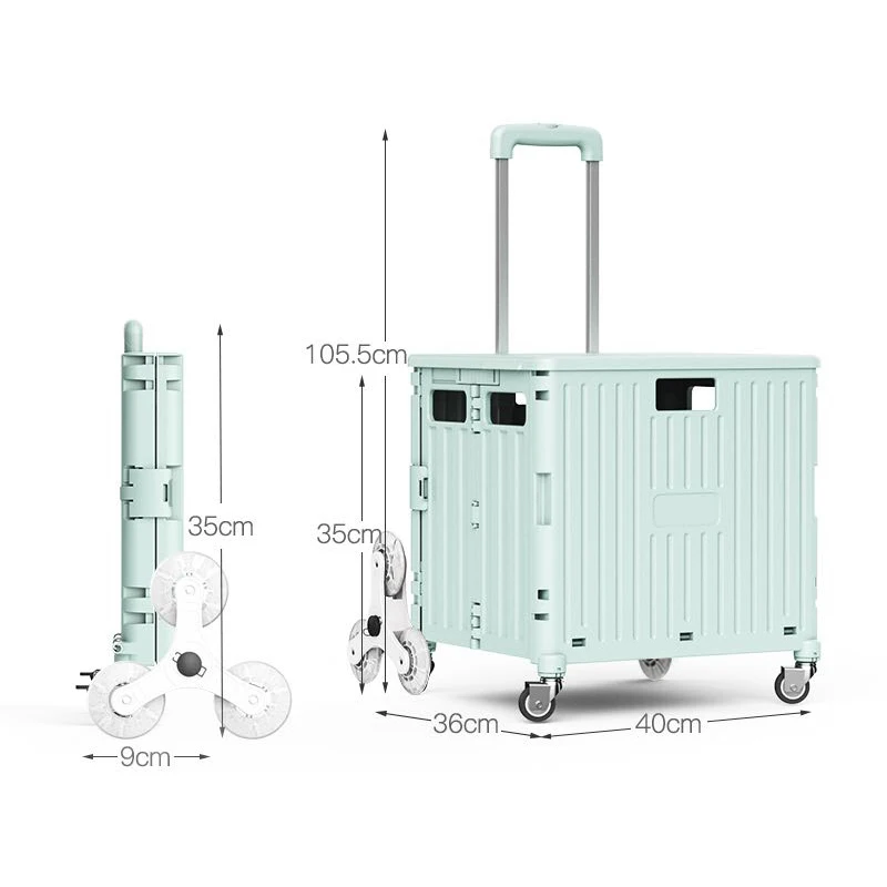 Easy Climbing Stair Eight Wheels Plastic Rolling Folding Cart, Foldable Trolley, Hand Cart Shopping Cart Shopping Trolley 50kg