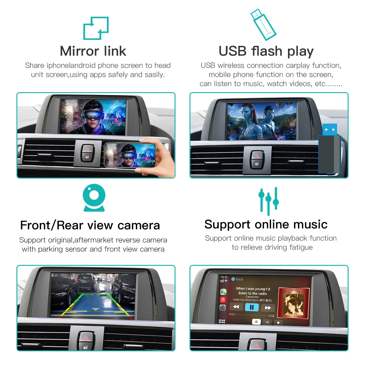 Wireless CarPlay Android Auto Decoding Box For BMW Series F30 F31 F20 F21 F10 F01 X5 E70 X6 E71 X3 F25 F48 E84 CIC NBT