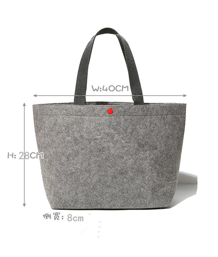 Customized reusable wool felt ladies bag shopping tote bag