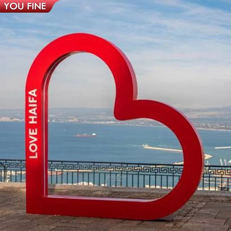Outdoor Garden Decoration Custom Modern Art Mirror Polished Metal Stainless Steel Heart Shape Arch Statue