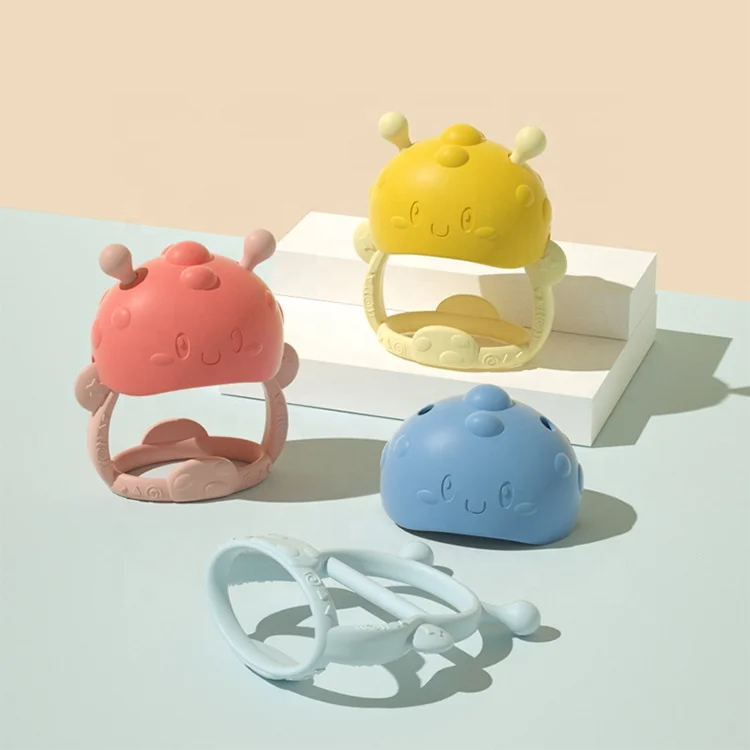 Детский Прорезыватель-прорезыватель для зубов, 2024 дюймов, без формы динозавра, силиконовый Прорезыватель для От 0 до 3 лет