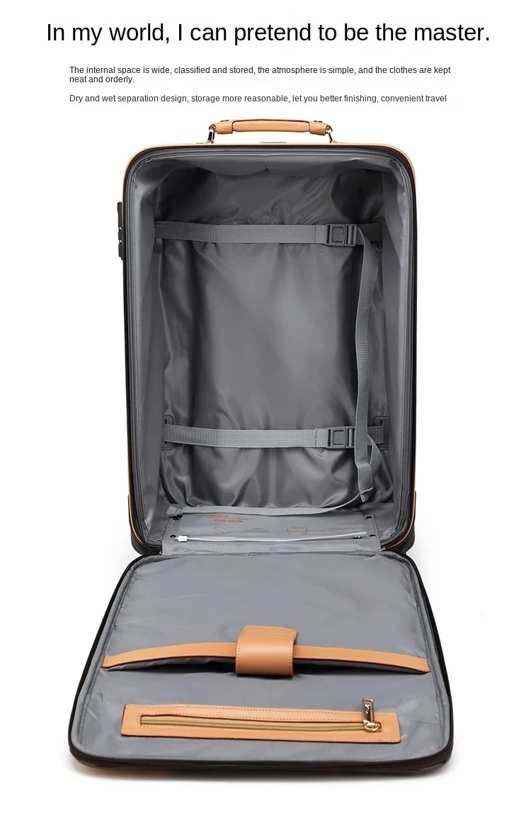 High Quality Fashionable Leather Luxury Suitcase TSA Lock Trolley Case Travel Bag with 360 Degree Wheels