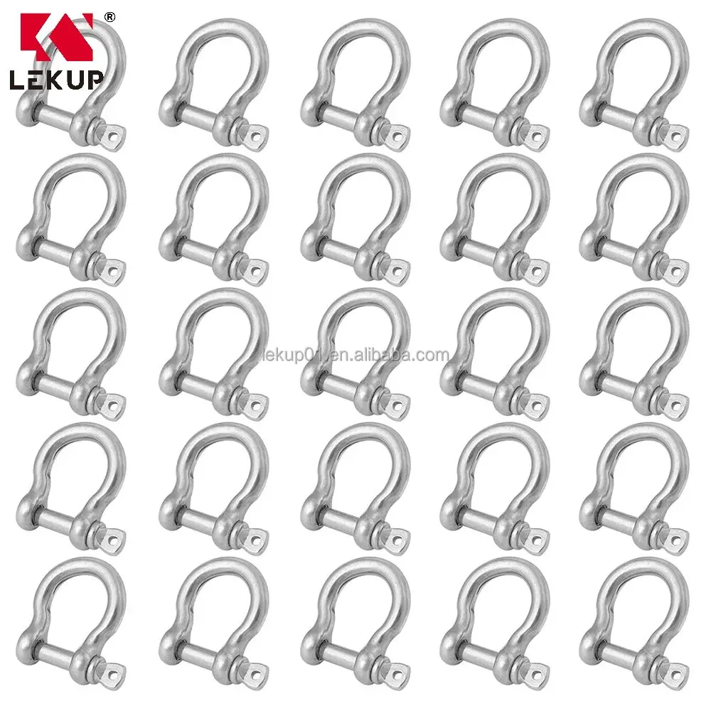 6 mm Bow Shape Anchor Shackles Heavy Duty Screw Pin Shackle 1/4 Inch 304 Stainless Steel D Ring Shackles
