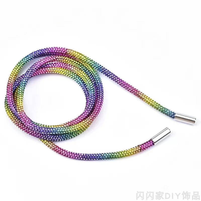 DIY 6 мм Радужная веревка, стразы, украшения для обуви, алмазные кружева, талисманы, шнурки для обуви