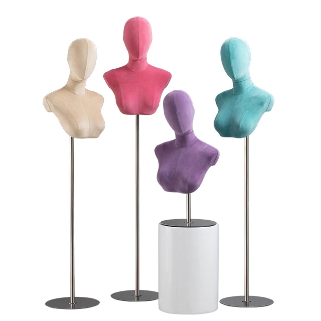 Colorful head mannequin hat wig display rack clothing store window display prop Jewelry necklace model stainless steel rack