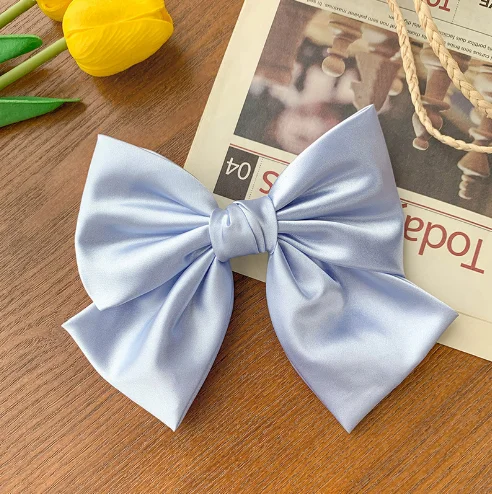 wholesale 2022 women hair accessories fashion satin bow hair barrette clips silk hair clips for girls