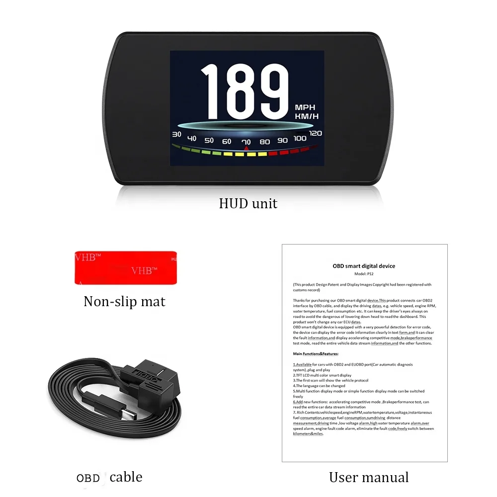 P12 OBD2 сканер автомобиля hud Smart цифровой спидометр