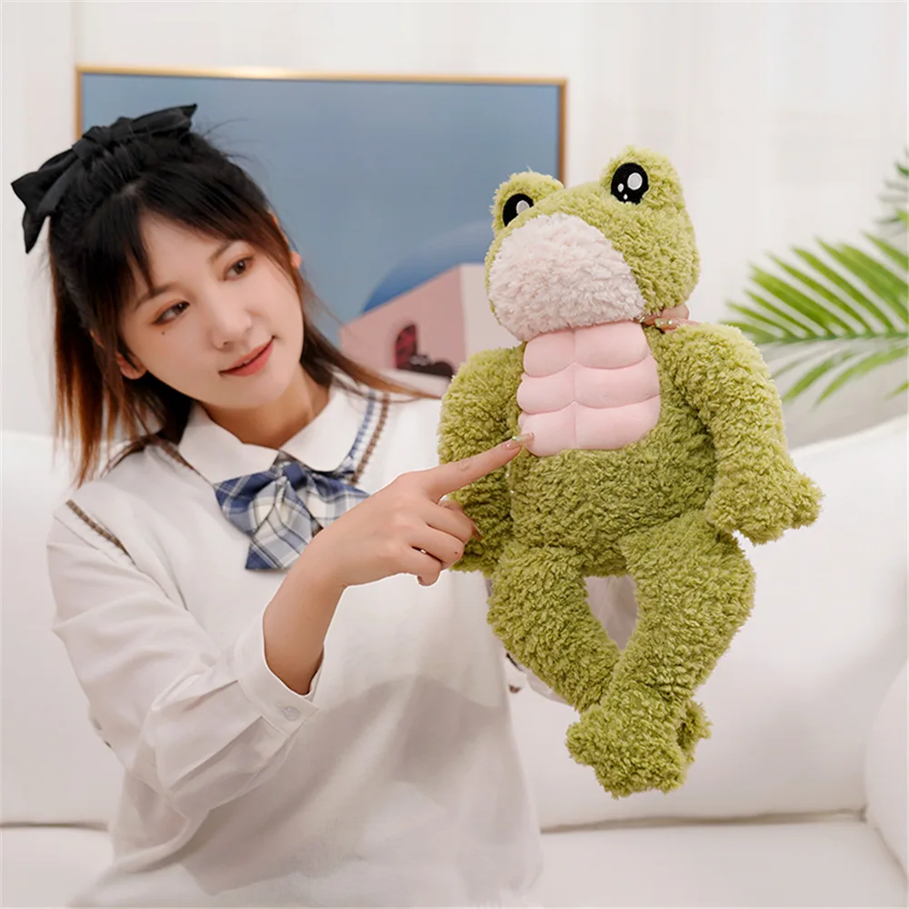 Strong Muscles Frog Soft Plush Toy Funny Stuffed Soft Green Frog Plush Doll with Big Eyes Gifts For Kids Adults