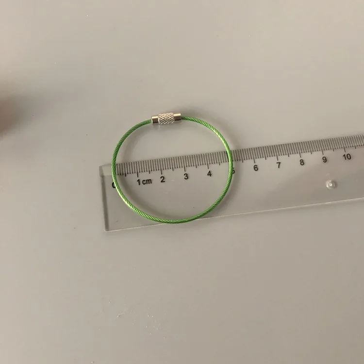 Assorted Colored Screw Locking Metal Stainless Steel Wire Cable Wire Keychain Loops 1.5 X150mm String for Luggage