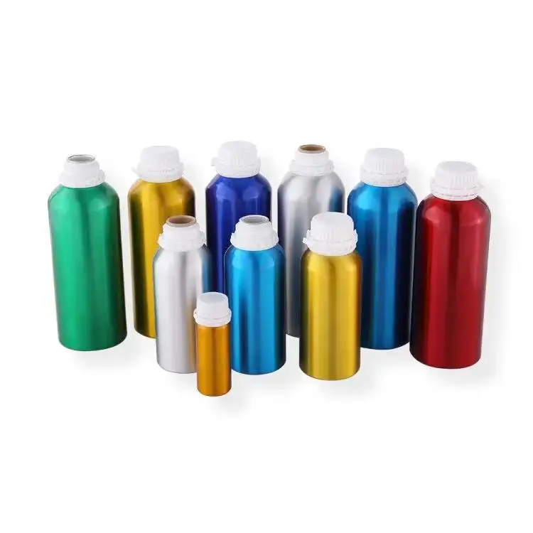 cosmetic aluminum bottle 100m 200ml 250ml 500ml 1000ml empty aluminum bottle container essential oil bottle