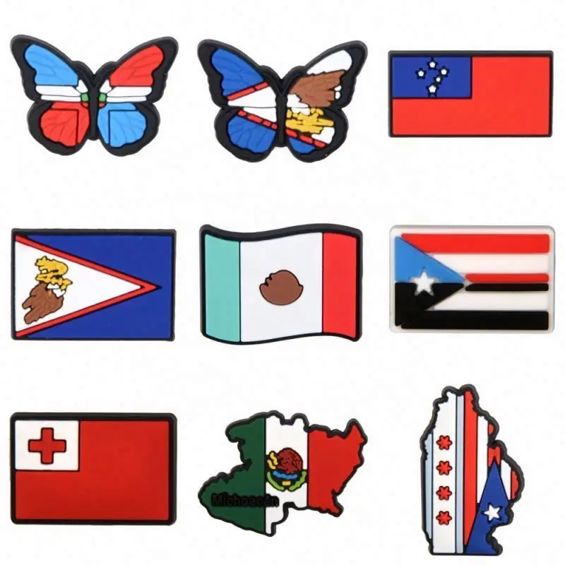 World Flag Shoe charms for Gift International charm Wholesale Mexican Pins Sandal Decoration