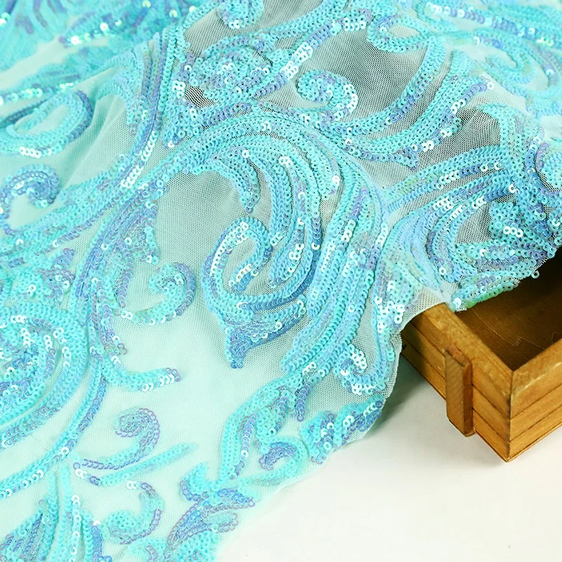 2019 Luxury florals rose gold embroidery sequin dress fabric