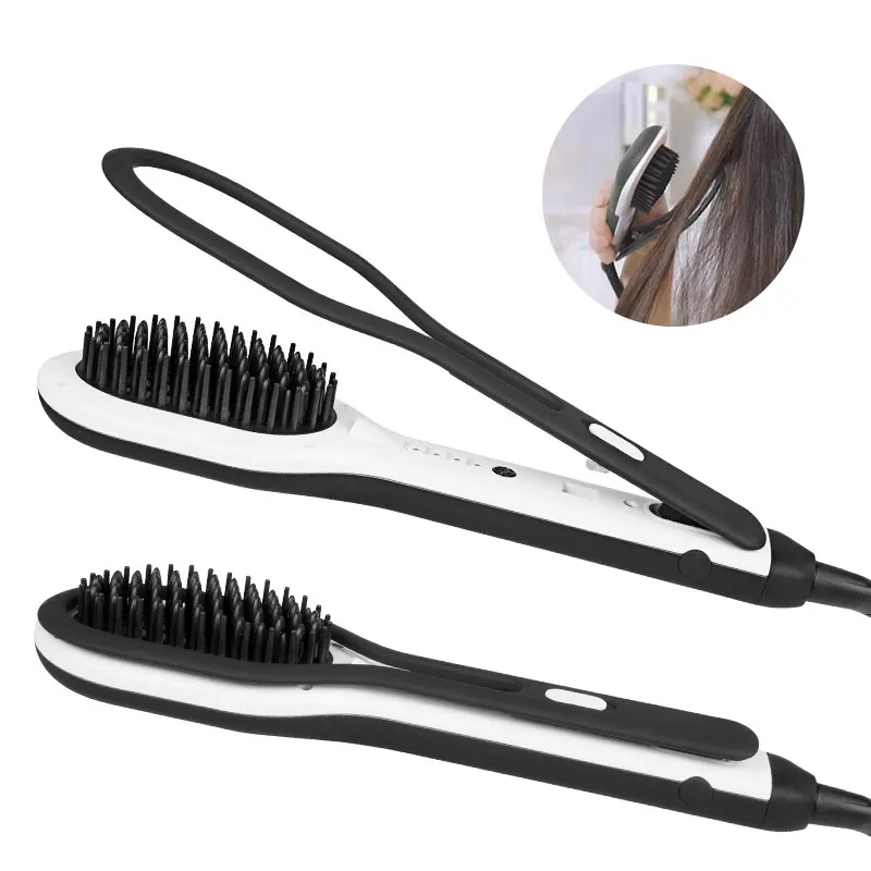 Wholesale Salon Hot Electric Straightening Combs 2 in 1 Titanium Ceramic Temperature Range Hair Straightener