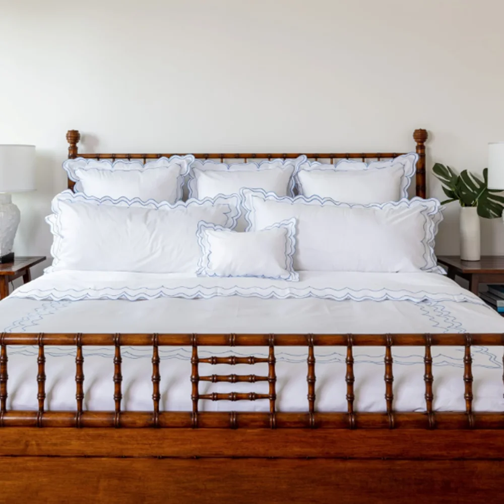 Хлопковое постельное белье с вышитым гребешком Комплект постельного белья модный дизайн простыня