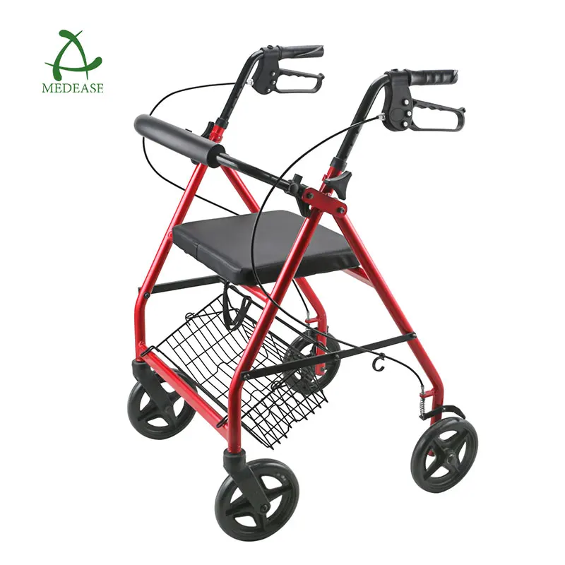 High Demand Outdoor Walker Folding For Elder Wheel Chair With Seat Disabled Shopping Aluminium Four Wheel Rollator