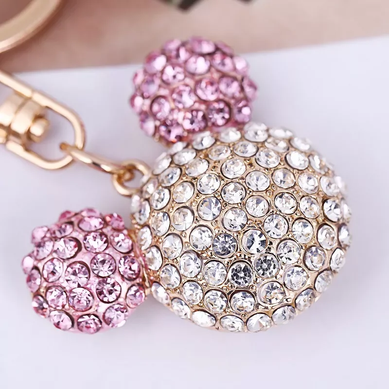 Hot Sell High Quality Crystal Rhinestone MK Mouse Keychain Leather Key Chain Metal Key Chain