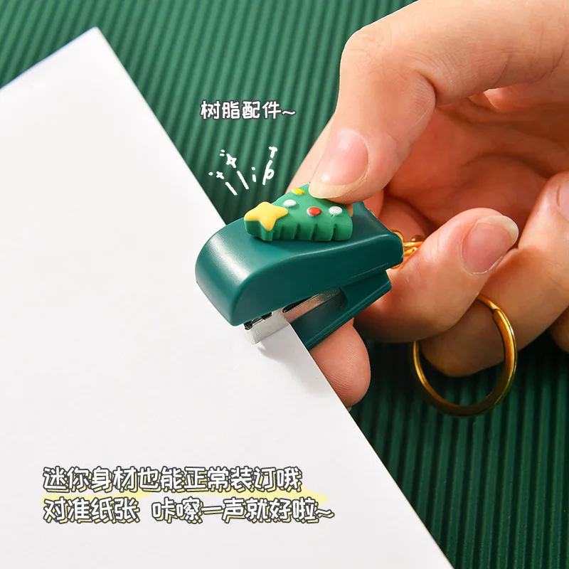 Christmas cartoon mini stapler with key chain