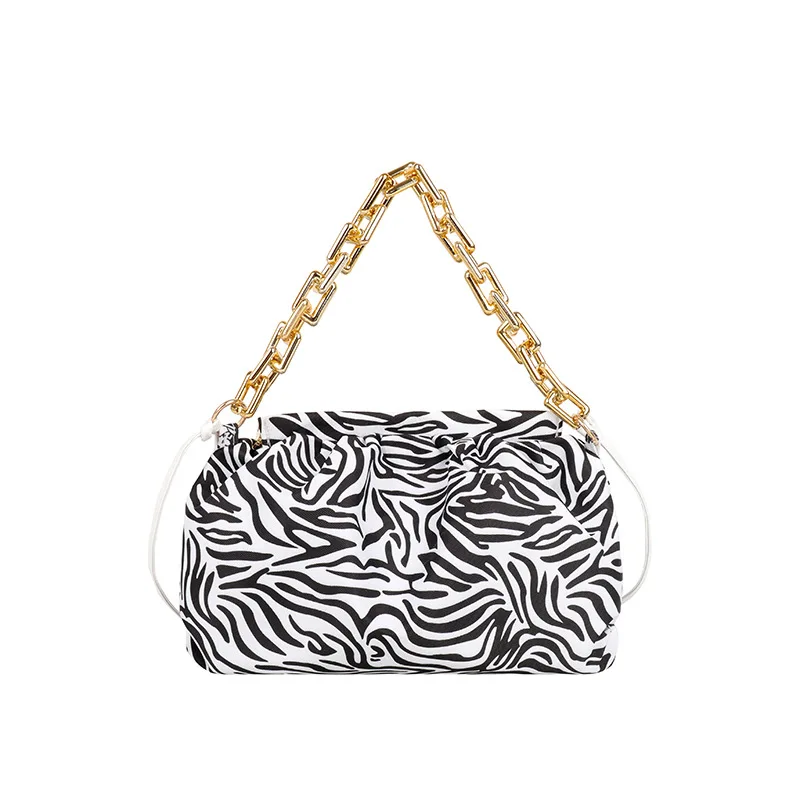 Summer Designer Chain Clutch Pu Shoulder Handbags And Purses Cow Zebra Pattern Crossbody Bag For Women