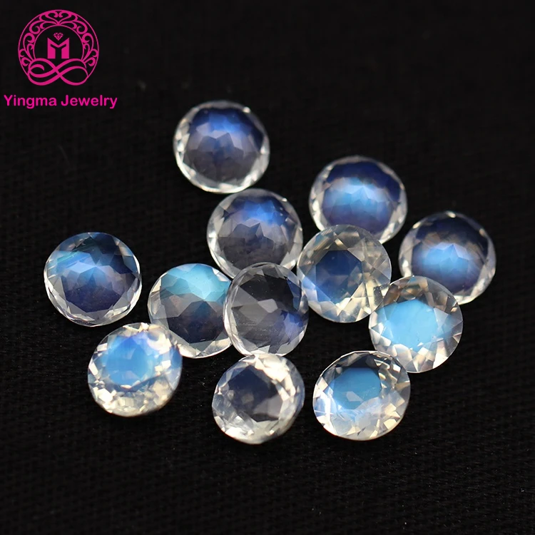 3-7mm facet blue moonstones high quality round cabochons stones natural moonstones for jewelry making