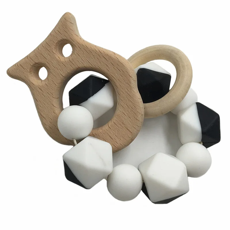 INS hot style wooden silicone baby molars for children molars chain chewing molars teether,Wholesale Safe Infant Food Grade toys