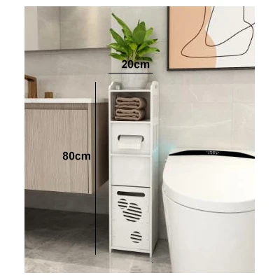 Custom White Toilet Paper Storage Stand Small Bathroom Storage Cabinet Small Spaces Corner Easy Install Free Stand Floor Cabinet