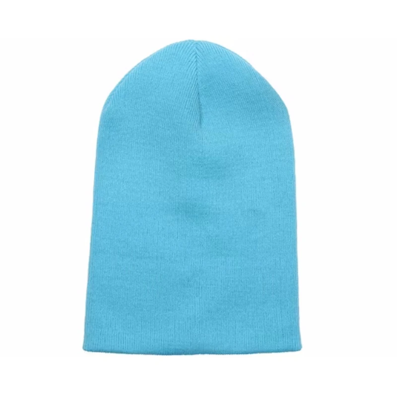 Vintage Accessories Crochet Warm Blue Cuff Blank Beanie With Custom Logo Women Knit Winter Hats Classic Plain Dyed For Kids Men