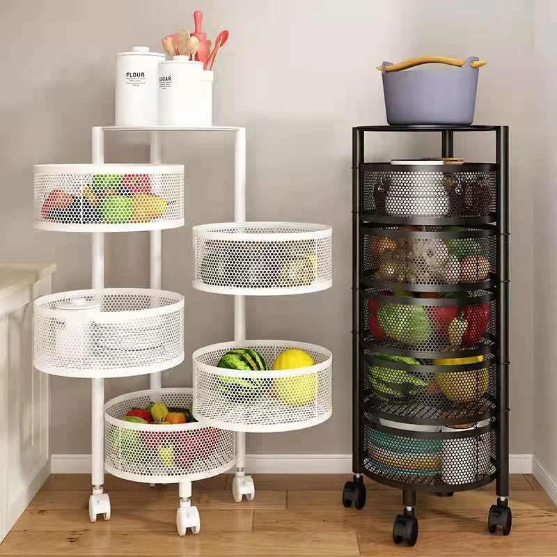 Vegetables Rotatable Stainless Steel Movable Metal Kitchen Storage Shelf Customized Kitchen Rack