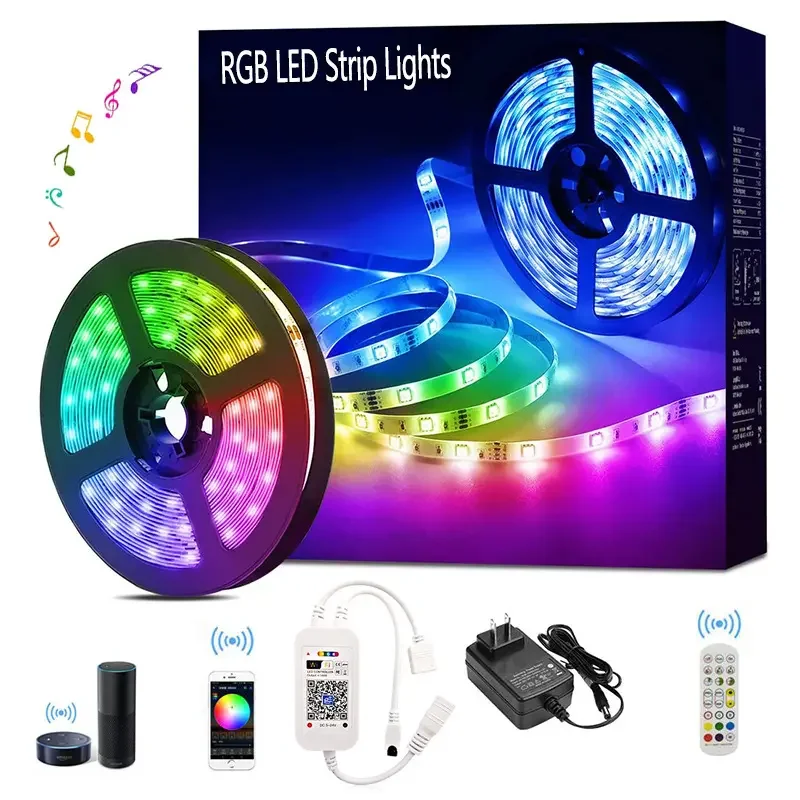 12 В низкое напряжение Wi-Fi Smart RGB светодиодные Рождественские полосы музыкальный свет с USB голосовым управлением Bluetooth водонепроницаемый