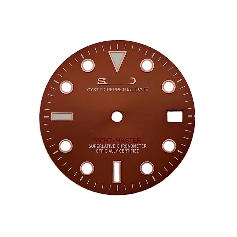 28.5mm gray yacht modified dial , sun pattern lettering, ice blue night light suitable for NH35 movement
