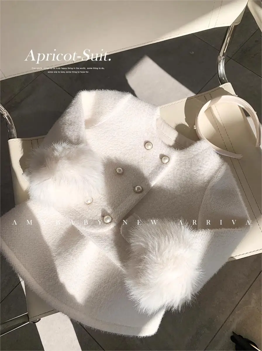 New year style warm kids clothing padded jacket and short skirt for girls fashion Korean 3-8 years old girls dress set