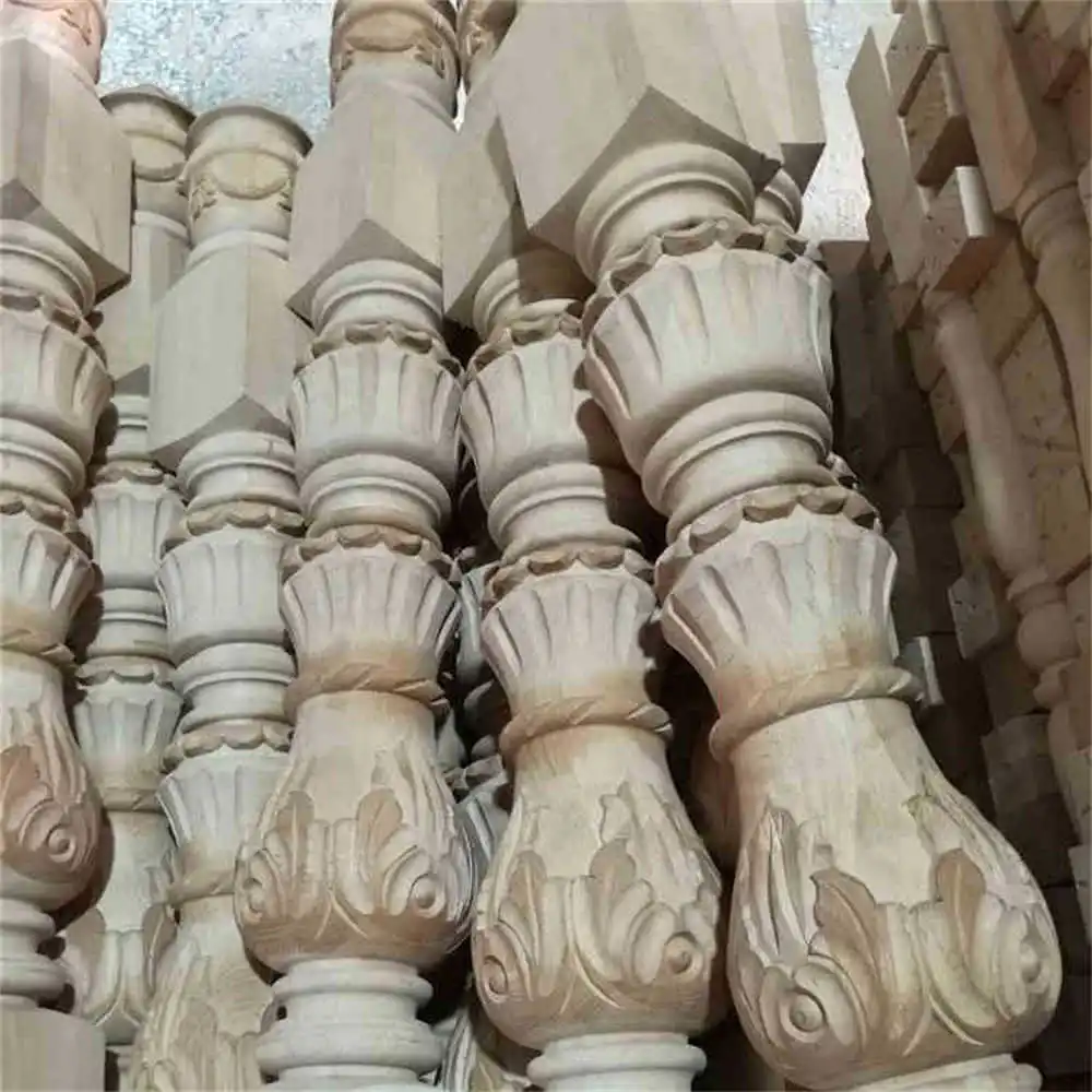 Modern Indoor Outdoor Decorative Brackets Stage Solid Wood Balustrades Railing Handrails Sale Wooden Pillar Piece