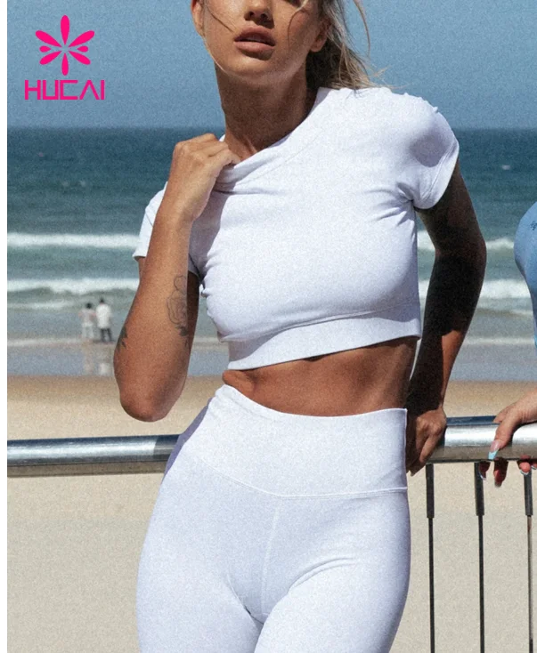 New Sexy Tops Short Sleeve Tee With Custom  Logo Print Women Activewear  Crop Top T Shirts With  Private Brand Label