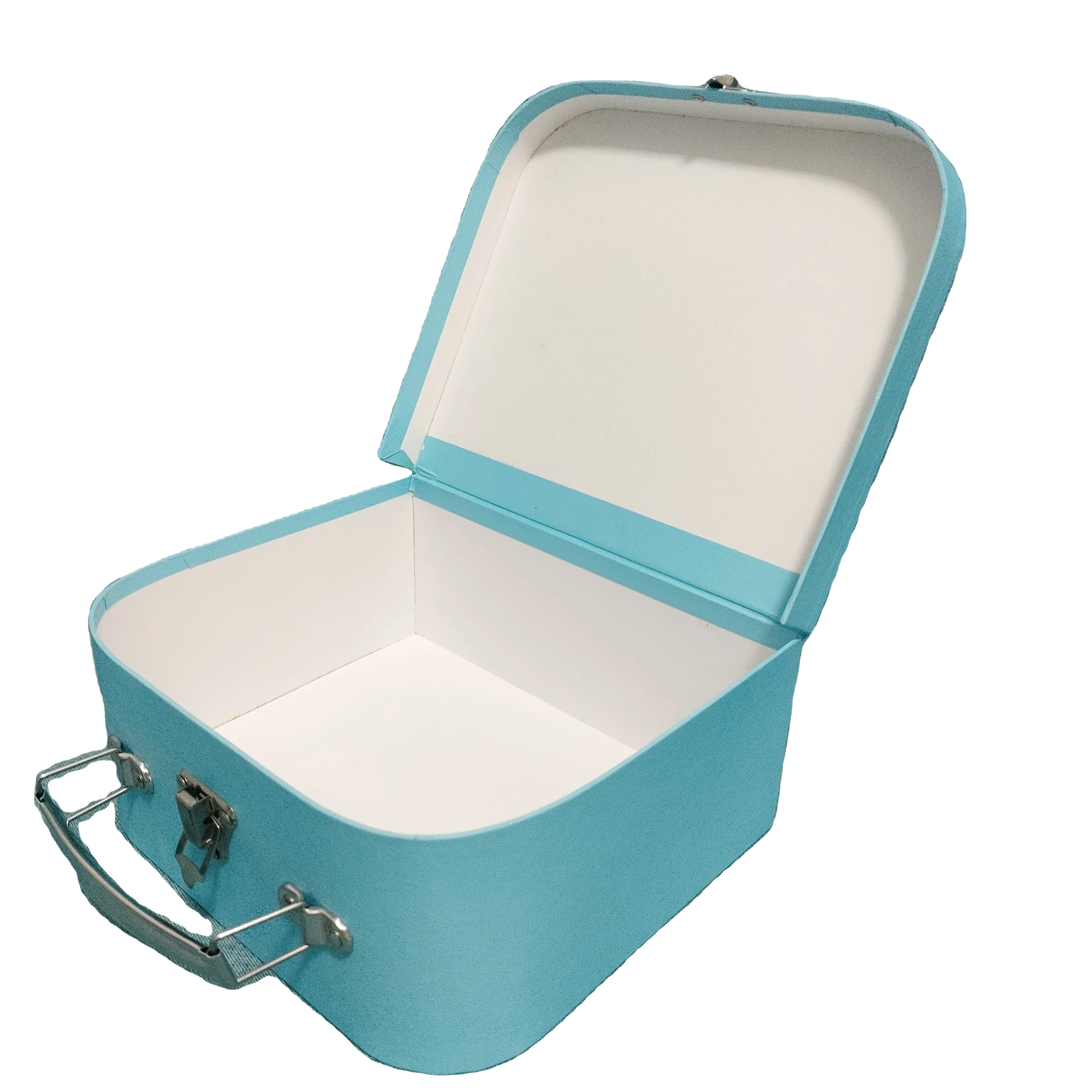 Cardboard Suitcase Shaped Box  Pink Cosmetic Flower Wine Paper Gift Packing Set with Handle for Client