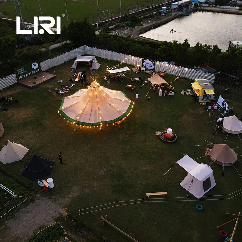 Large Waterproof Wood Canvas Tipi Event Camping Teepee Tent with Inner