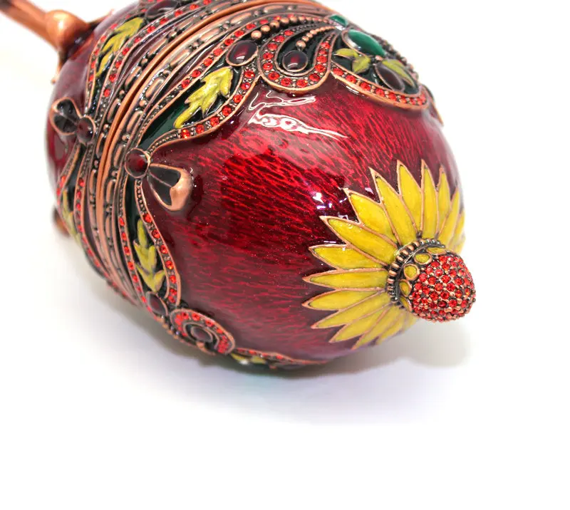 SHINNYGIFTS Royal Vintage Trinket Box Enamel Hand Painted Faberge Style Eggs Jewelry Gift Box Easter Egg