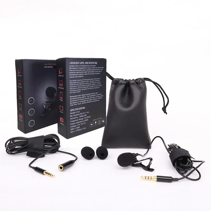 Петличный микрофон с отворотом зажимом 3 5 мм разъем мини проводной конденсаторный для смартфонов