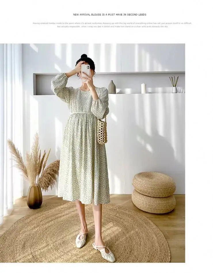 Maternity clothes 2024 spring maternity clothes New Korean sweet floral dress
