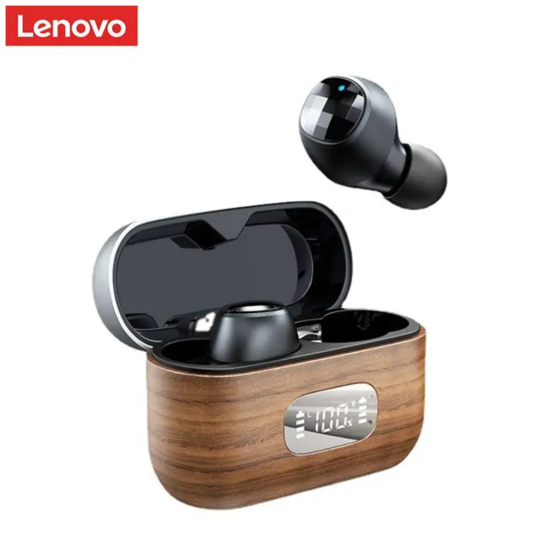 New Lenovo LP8 TWS Earphone LED Display Switchable In-ear Gaming Music Wooden Shell Wireless Earbuds Headphone with Mic