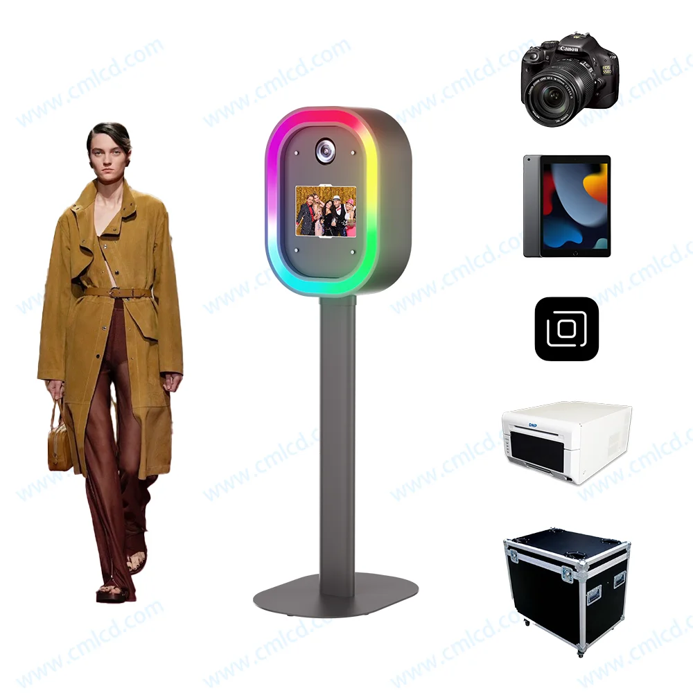 Worry-free after-sales photobooth Shell Oval Faceplate Photo Booth with led lights for Wedding Party photobooth with led lights