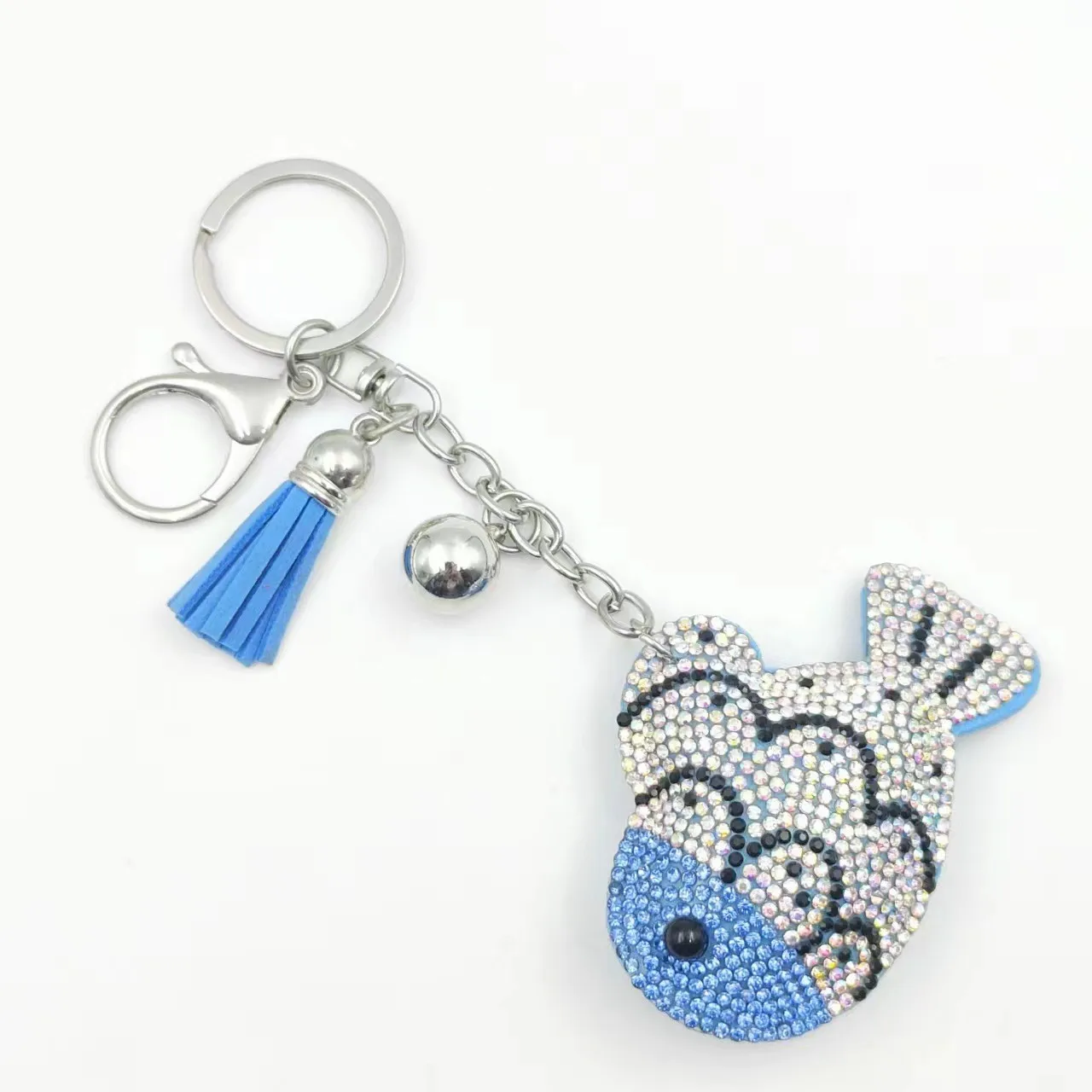 Alloy Sea Animal Keychain for Girls Bag and Gift colorful rhinestone small goldfish Koi pendant Exquisite keychain fringe