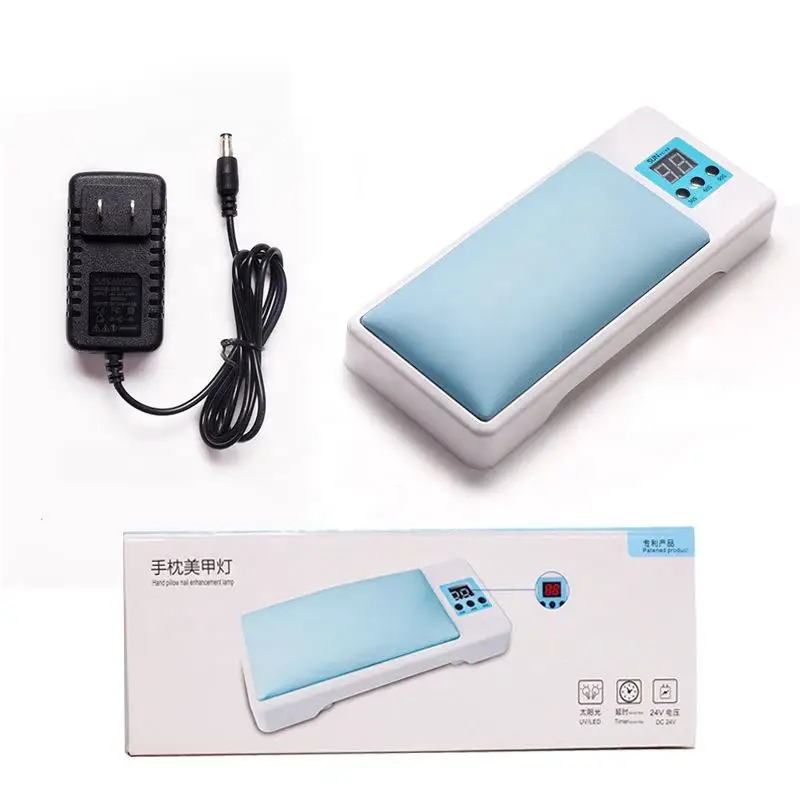 72w New Arrival Nail Arm Rest Hand Cushion Pillow Dryer Machine Custom Blue Double Hand Nail Lamp