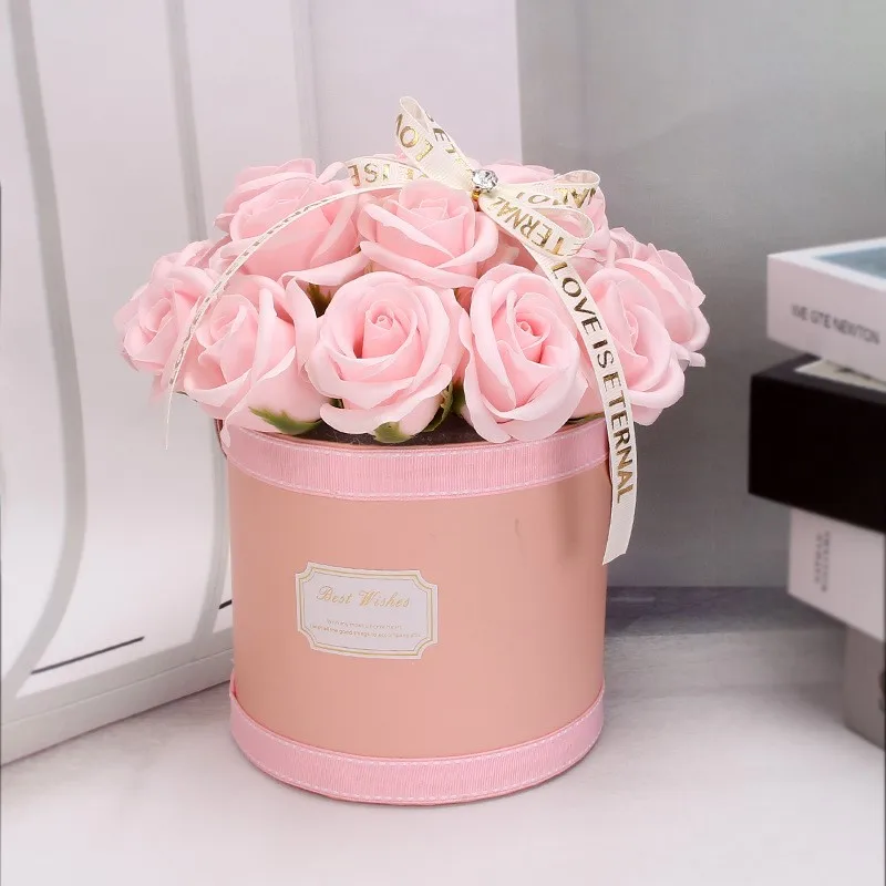 Hot sale flower soap dispenser wholesale artificial flowers Wedding Bouquet eternal rose jewelry box Long Stem Flower