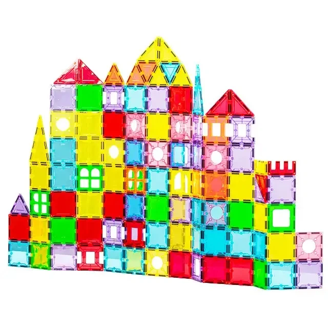 Kids toys 2022 Strong magnet 100pc Magnetic building blocks Construction Toys magnetic tiles set Open-ended Toys